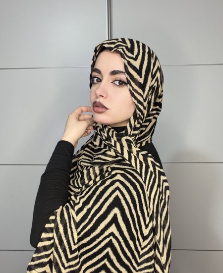 حجاب لايكرا معرق زيبرا